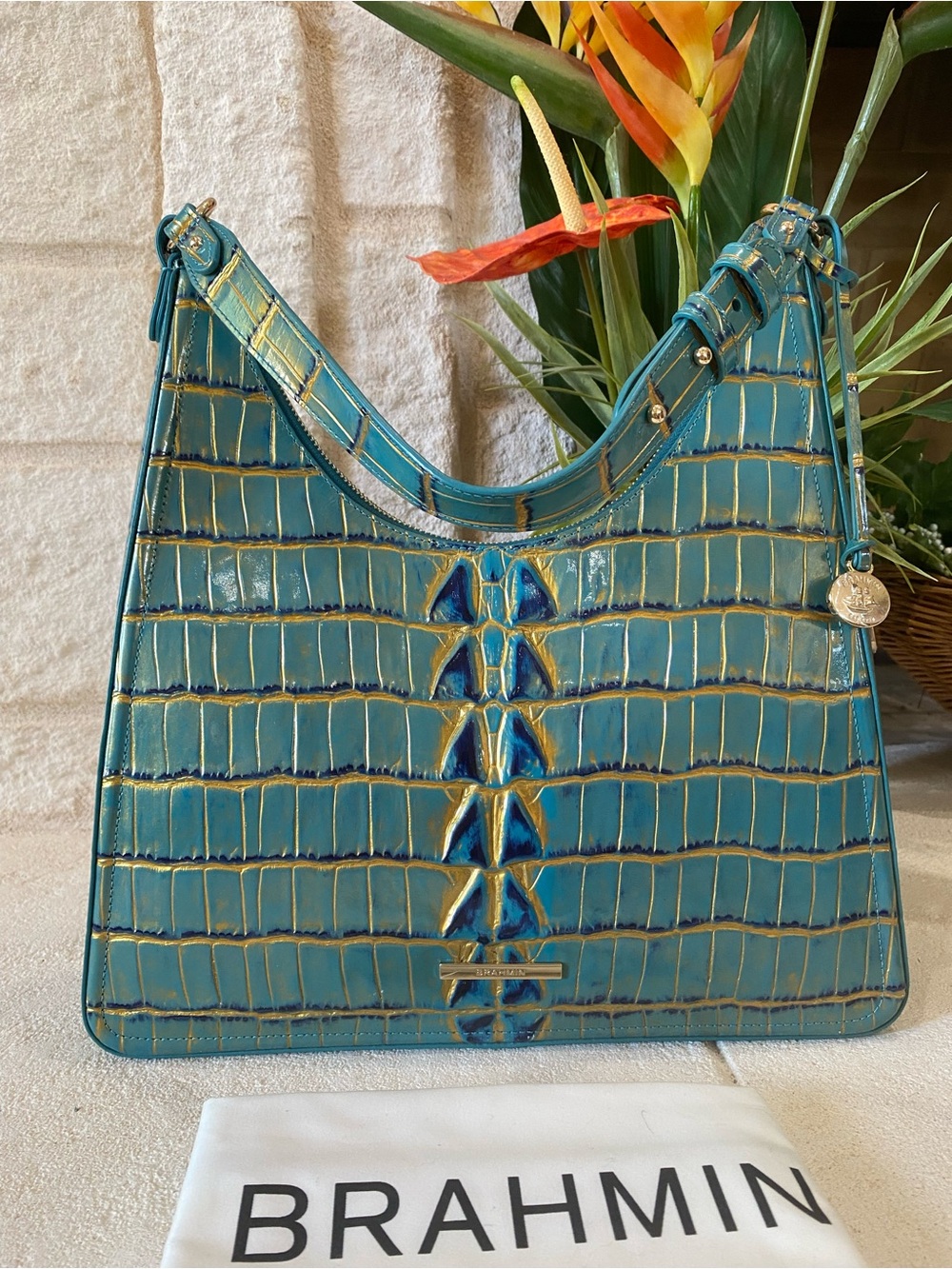 ☀️🌴🦜HTF PARAKEET ESTUARY BRAHMIN TABITHA SHOULDER BAG